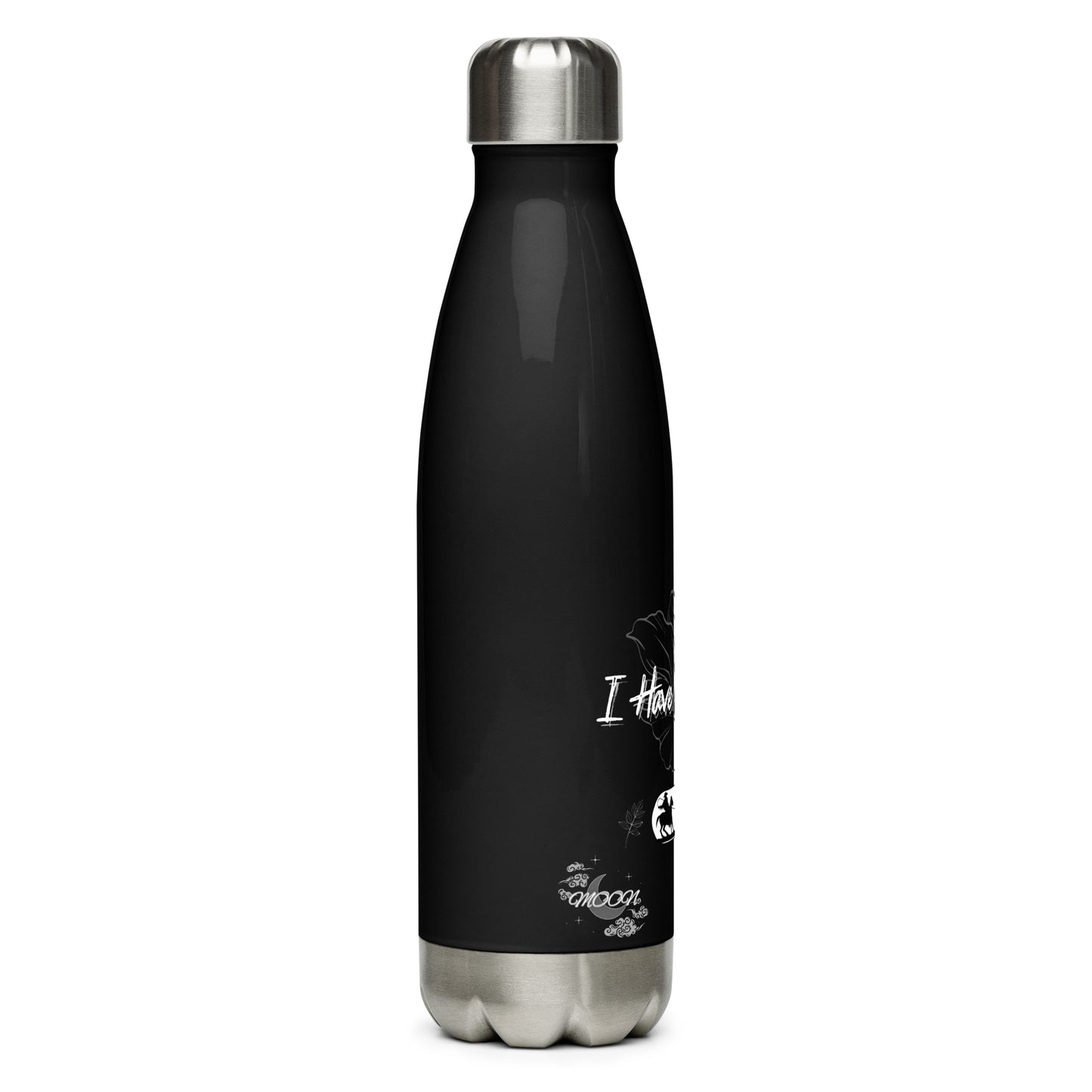 Stainless steel water bottle (Black & White Flower)