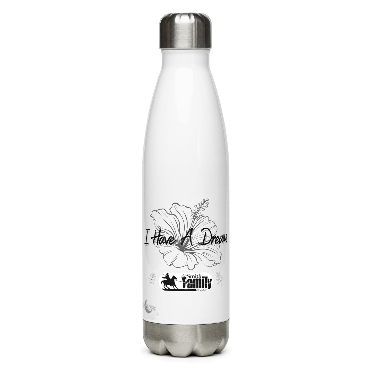 Stainless steel water bottle (White & Black Flower)