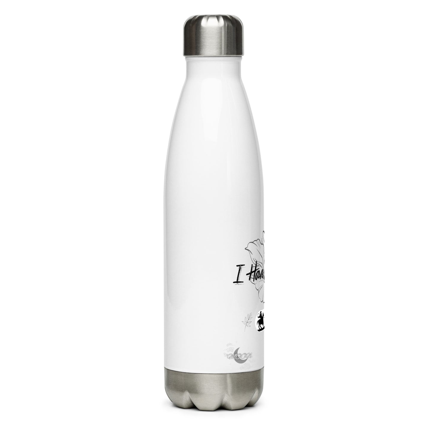 Stainless steel water bottle (White & Black Flower)